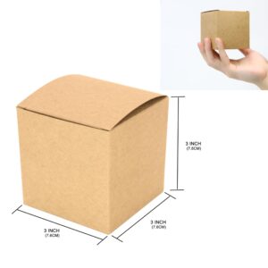 Oletx 25 Pcs Brown Paper Gift Boxes, Small Candy Boxes Bulk, 3x3x3 inch Gift Box with Lids, Goodie Treat Boxes for Party Favors, Birthday Gifts, Wedding Gifts