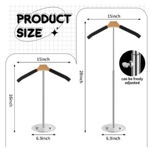 Entjor Adjustable Adult T Shirt Display Flexible Shoulder Stand Portable Black Metal Clothes Hanging Rack for Clothing Garment Coat Retail Vendor, Height 16-28 Inch (1 PCS)