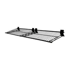 MIDO BROS. Slatwall Wire Metal Shelf Heavy Duty Adjustable Steel Slat Wall Mount Shelves for Garage Storage & Retail Display (24" x 12") Pack of 2 (Black)