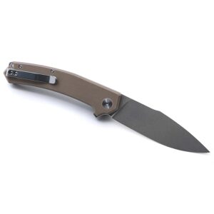 Warspear Degory Flipper Folding Knife 3.75" Stonewshed D2 Blade Tan G10 Handle Outdoor Camping Pocket Knife With Deep Carry Clip WP902TN