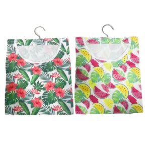 icosamro clothespin bags set of 2 hanging outdoor laundry clothes pin holder waterproof clothes pin hanging bag clothespin storage organizer with large opening, tropical leaf pattern 15x11 inches