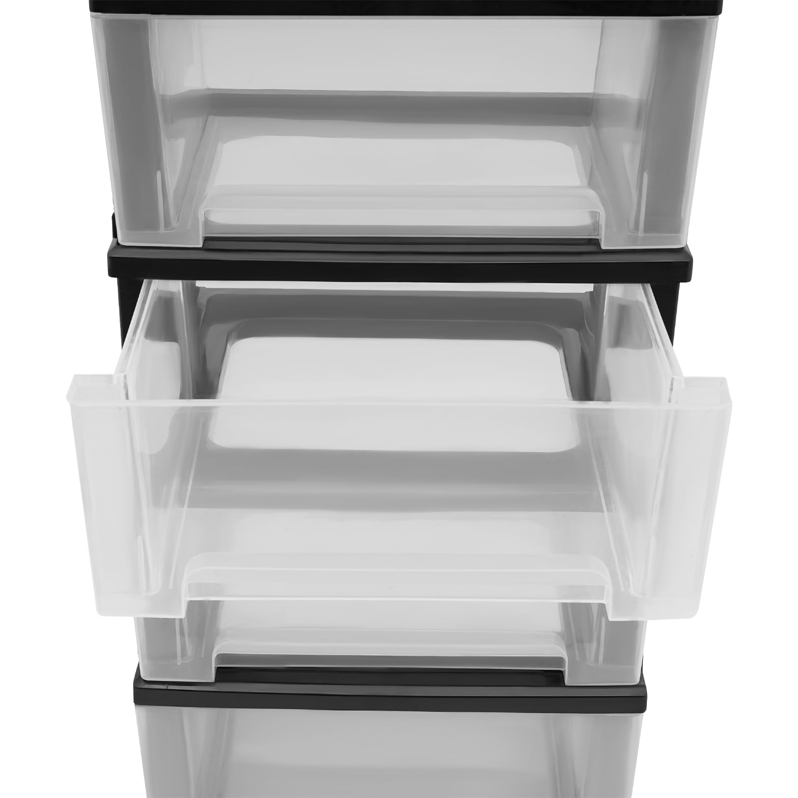 Dcehkr Storage Drawers 5 Drawer Plastic Drawers with 4 Caster Wheels Plastic Drawer Storage Suitable for Organize Books, Jewelry, Cosmetics, Towels, Snacks and Miscellaneous Items (Black)