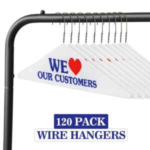 Yuntau 120 Pcs Wire Hangers Bulk Dry Cleaner Hangers 16" Caped Clothing Hangers Suit Hangers Strut Hangers for Dry Cleaners or Home (Heart)