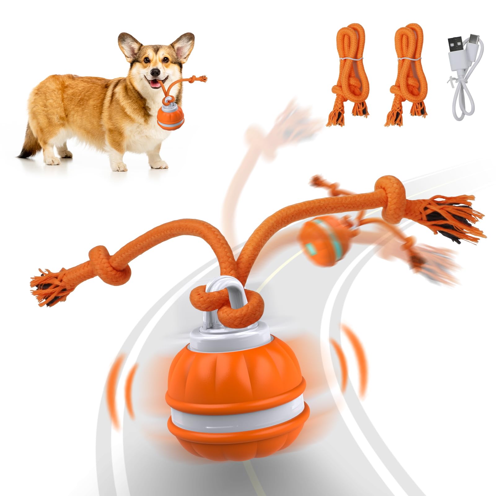 Salodal Peppy Pet Ball for Dogs, Dog Interactive Toys Dog Ball,Motion Activate Rolling Ball for Puppy/Small Dogs, Automatic Moving Dog Toy,USB Rechargeable (Dog Ball)