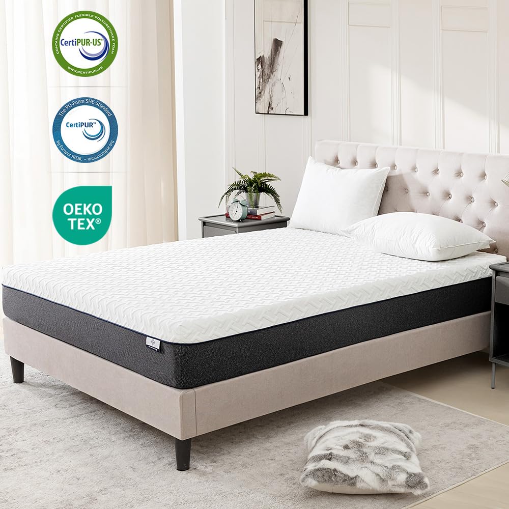 Gelsea Twin Mattress for Child,10 Inch Memory Foam Mattress in a Box,Green Tea Infused,Hypoallergenic Bamboo Charcoal,Made in USA,Twin Bed,39" X 75" X 10"