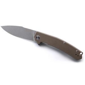 Warspear Degory Flipper Folding Knife 3.75" Stonewshed D2 Blade Tan G10 Handle Outdoor Camping Pocket Knife With Deep Carry Clip WP902TN