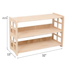 FDHUIJIA Montessori Bookshelf Toy Shelf Kids Storage Organizer for Toys Book Shelves for Kids Room Sturdy and Safe Toddler Wood Classroom Furniture Bookcases (3Tier)