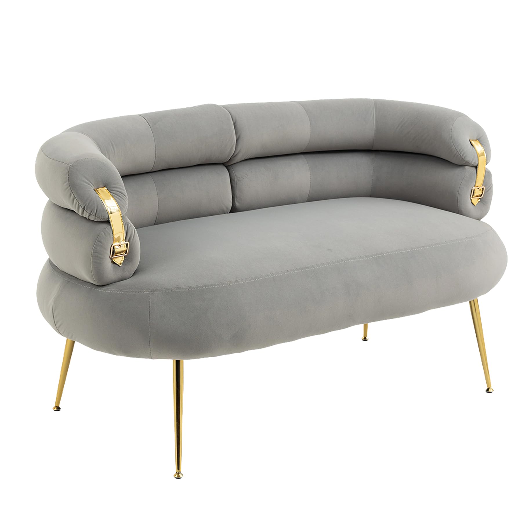 Dolonm Velvet Loveseat Sofa, Modern Small Loveseat, Settee Loveseat with Gold Legs, 2 Seater Couch for Bedroom, 50 Inch Comfy Sofa for Living Room, Apartments, Gray