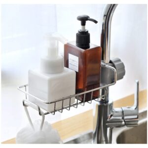 Mokife Bathroom Shower Caddy No Drill, 2 Pack Shampoo Soap Holders Stainless Steel Fauce Rack Kitchen Sink Organizer Bathroom Tidy Accessories Rust Free Storage Shelf for 18-25mm Pole