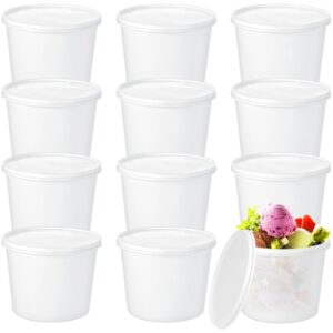 12 pcs 1 gallon ice cream buckets with lids 135 oz round plastic bucket food storage containers cocktail rum buckets for drinks freezer safe ice cream tubs for deli soup meal flour (light color)