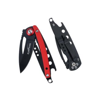 ALBATROSS Simple and Practical Pocket Folding Knife for Daily Use, Color Collision Style, with Bottle Opener, Total 5.5"，AS-19205 (Red)