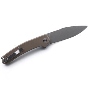 Warspear Degory Flipper Folding Knife 3.75" Stonewshed D2 Blade Tan G10 Handle Outdoor Camping Pocket Knife With Deep Carry Clip WP902TN