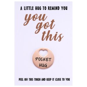 mixjoy little pocket hug token you got this & greeting card for friends family, think of you missing you gift, positivity cheer up gift for him her, good luck, sengding a hug gifts, rose gold