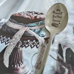 Peanut Butter Gift Spoons for Women Men Funny My Peanut Butter Spoon for Dad Wife Cofee PB Lovers Gifts for Him Her Christmas Birthday Gift for Peanut Butter Lovers Gift Spoon