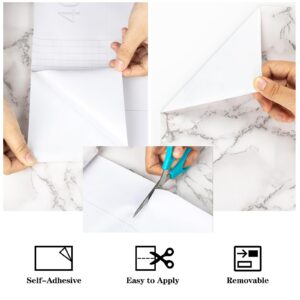 Decoroom Marble Contact Paper 17.71''×118''，White Grey Peel and Stick Wallpaper，Glossy Self Adhesive Marble Granite Paper for Kitchen Countertops Cabinets