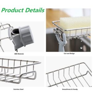 Mokife Bathroom Shower Caddy No Drill, 2 Pack Shampoo Soap Holders Stainless Steel Fauce Rack Kitchen Sink Organizer Bathroom Tidy Accessories Rust Free Storage Shelf for 18-25mm Pole