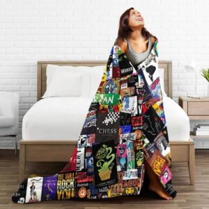 Broadway Musical Collage Blanket Soft Cozy Fleece Throw Blanket Plush Lightweight Warm Fuzzy Flannel Blankets and Throws for Boys Girls Couch Sofa Bed 60"X50"