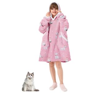 american trends wearable blanket for kids gifts blanket hoodie for kids cozy warm oversized blanket sweatshirt gift for girls and boys persian cat