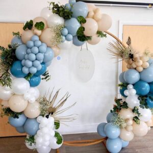 Dusty Blue Balloon Garland Kit - 125pcs Blue Balloon Arch kit with Dusty Blue, Baby Blue, Sand White, White Balloons - Perfect for Baby Shower Wedding Boy Birthday Decoration