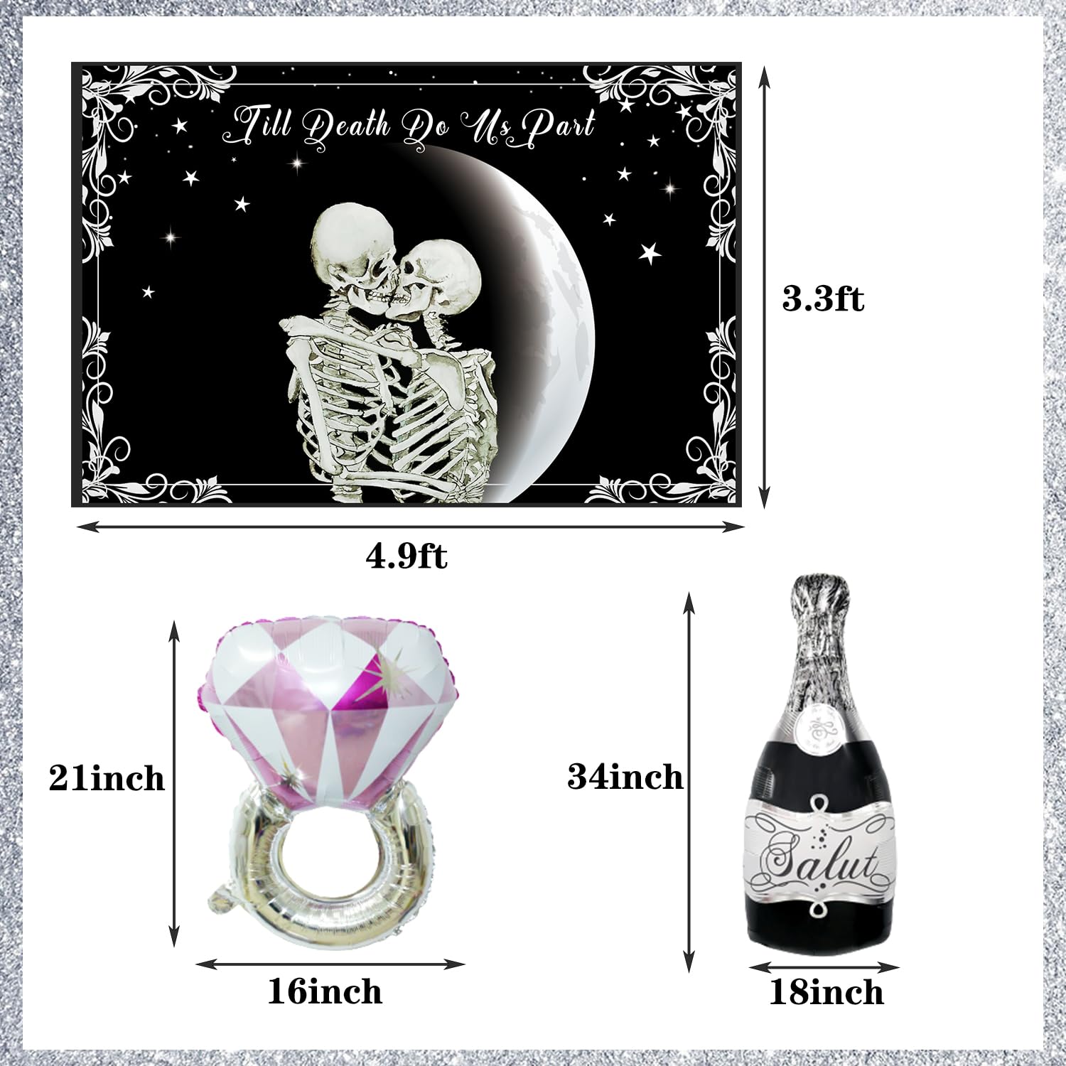 Bride or Die Bachelorette Party Decorations Till Death Do Us Part Backdrop Diamond Ring Balloon Bridal Shower Engagement Decoration Bachelorette Wedding Party Supplies