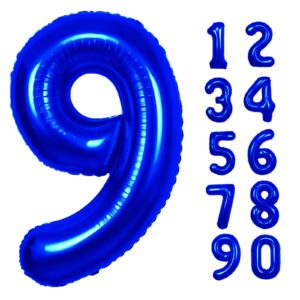 40 inch navy blue number 9 balloon, giant large 9 foil balloon for birthdays, anniversaries, graduations, 9th birthday decorations for kids