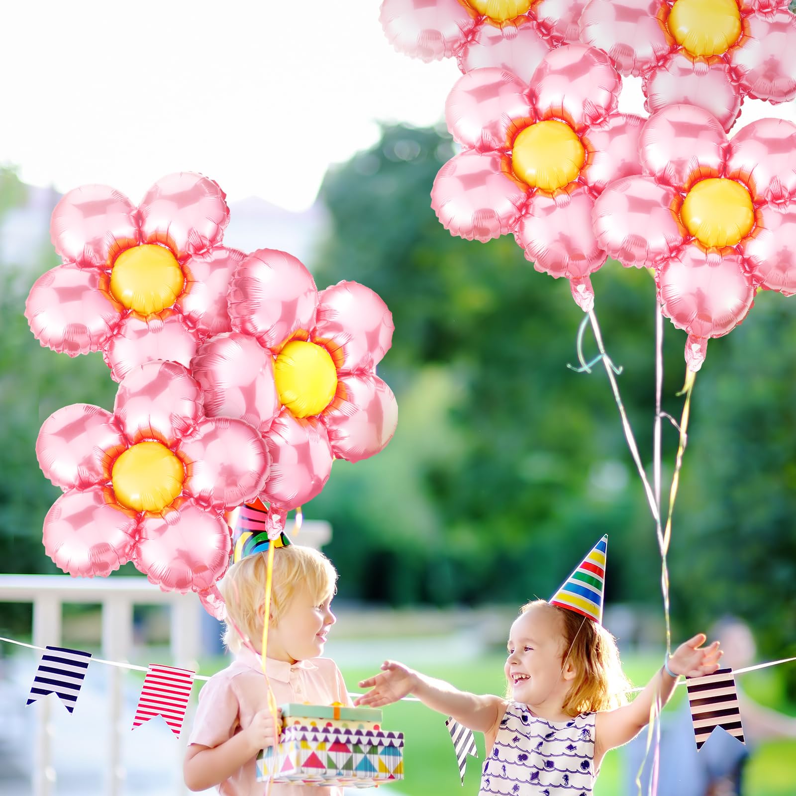 Charnoel 12 Pcs Light Pink Flower Balloon Huge Aluminum Foil Balloons Pastel Pink Balloons Flower Shaped Groovy Balloons Floral Balloons for Baby Shower Wedding Birthday Anniversary Party Decorations