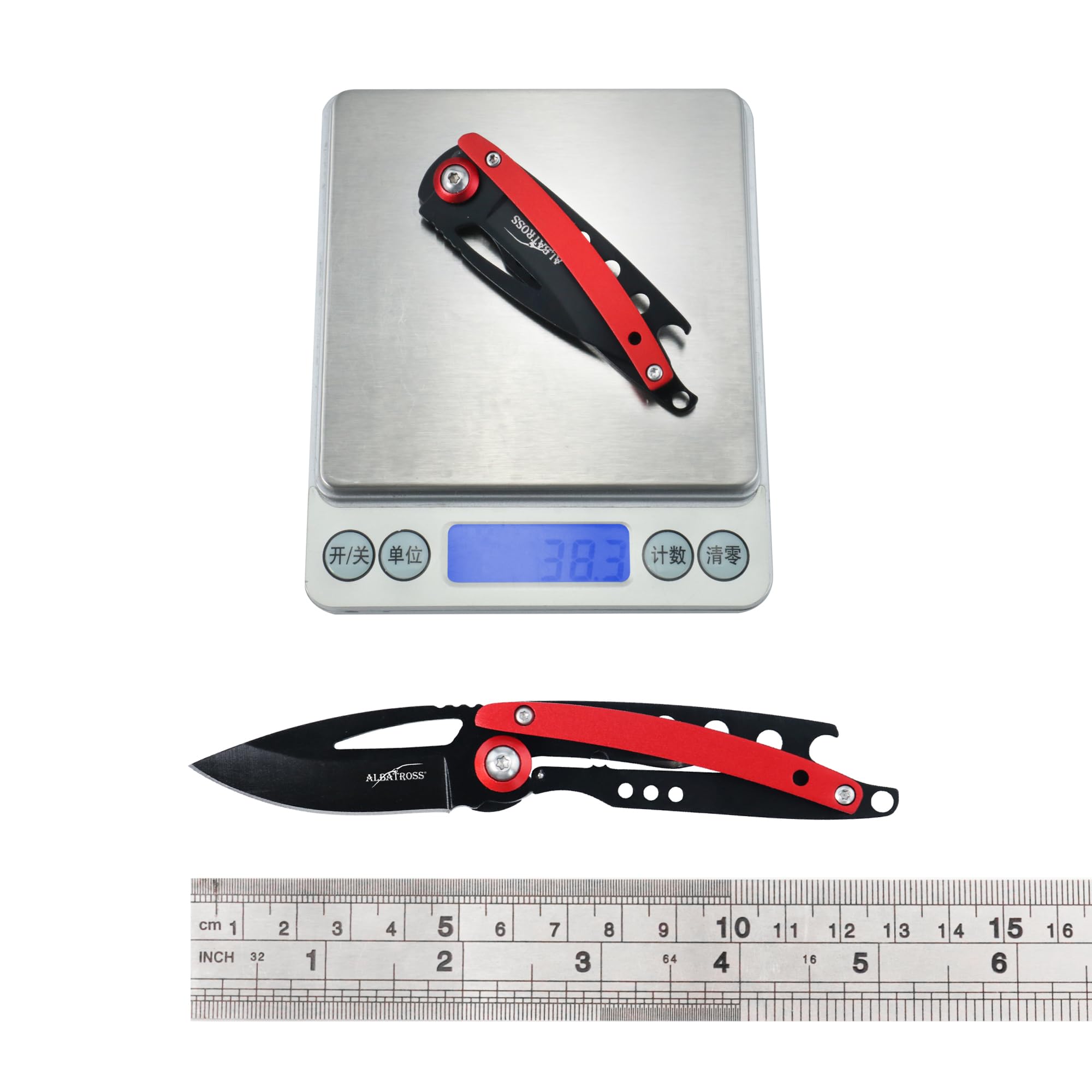 ALBATROSS Simple and Practical Pocket Folding Knife for Daily Use, Color Collision Style, with Bottle Opener, Total 5.5"，AS-19205 (Red)