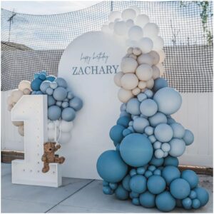 dusty blue balloon garland kit - 125pcs blue balloon arch kit with dusty blue, baby blue, sand white, white balloons - perfect for baby shower wedding boy birthday decoration