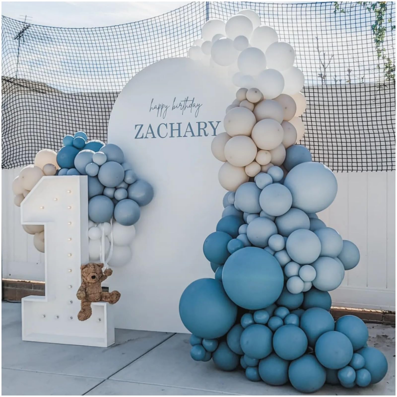 Dusty Blue Balloon Garland Kit - 125pcs Blue Balloon Arch kit with Dusty Blue, Baby Blue, Sand White, White Balloons - Perfect for Baby Shower Wedding Boy Birthday Decoration