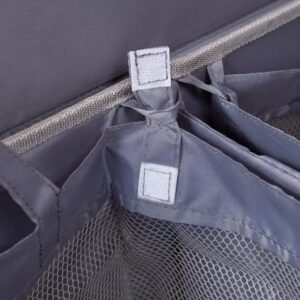 Double Laundry Hamper with Removable Lid and Two Removable Mesh Bags with Sturdy Construction in Elegant Gray Linen