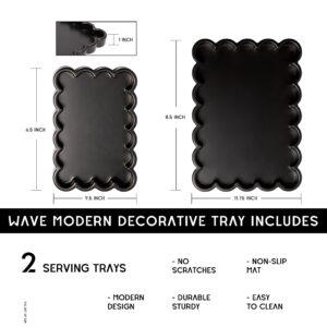 GENMOUS 12" Decorative Bathroom Vanity Tray Set for Modern Bathroom Countertop, Wood Toilet Tank Tray Topper for Guest Bathroom Decor, Black Round Counter Tray for Perfume Jewelry Dresser Home Storage