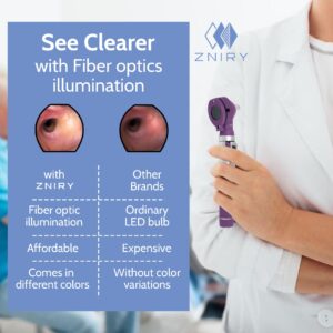 Zniry Fiber Optic Mini Otoscope - Ear Scope with Light, Ear Infection Detector (Purple Color) Reguler