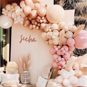 Boho Balloon Arch Kit 158pcs Dusty Rose Balloon Garland Dusty Pink Nude Brown Cream Peach Chrome Rose Gold Balloon Garland Kit for Baby Shower Bridal Wedding Birthday Party Decorations