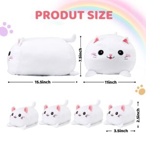 YIIQUWEN Cat Plush Cute Cat Stuffed Animal with 4 Baby Soft Pillow Birthday Gift for Girls Boys Kids Decor