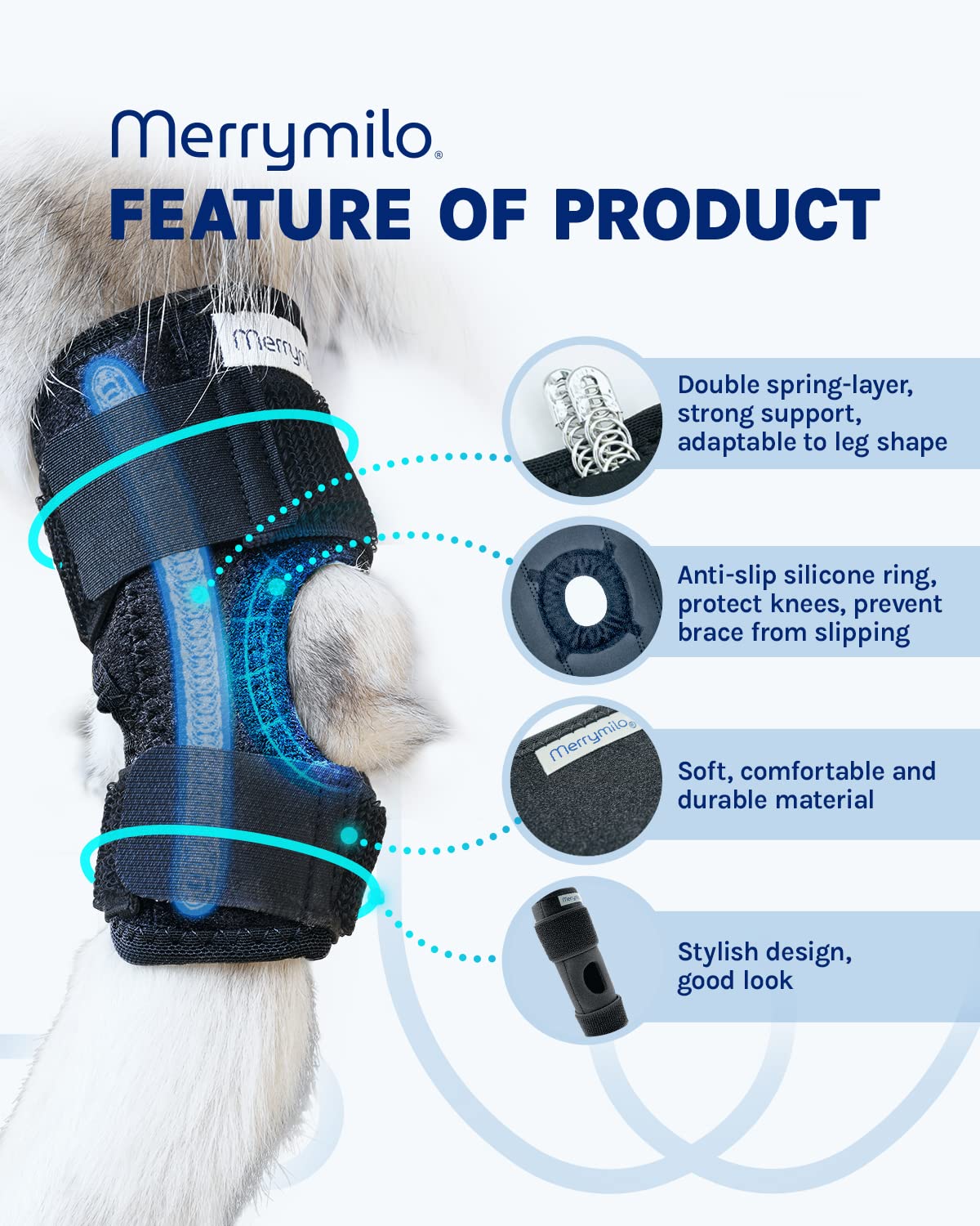 MerryMilo Dog Leg Brace for Rear Hock & Ankle, Canine Hind Leg Joint Compression Wrap for Torn ACL & CCL, Injury and Sprain Protection, Wound Care and Loss of Stability 1 Pair, Size: Large