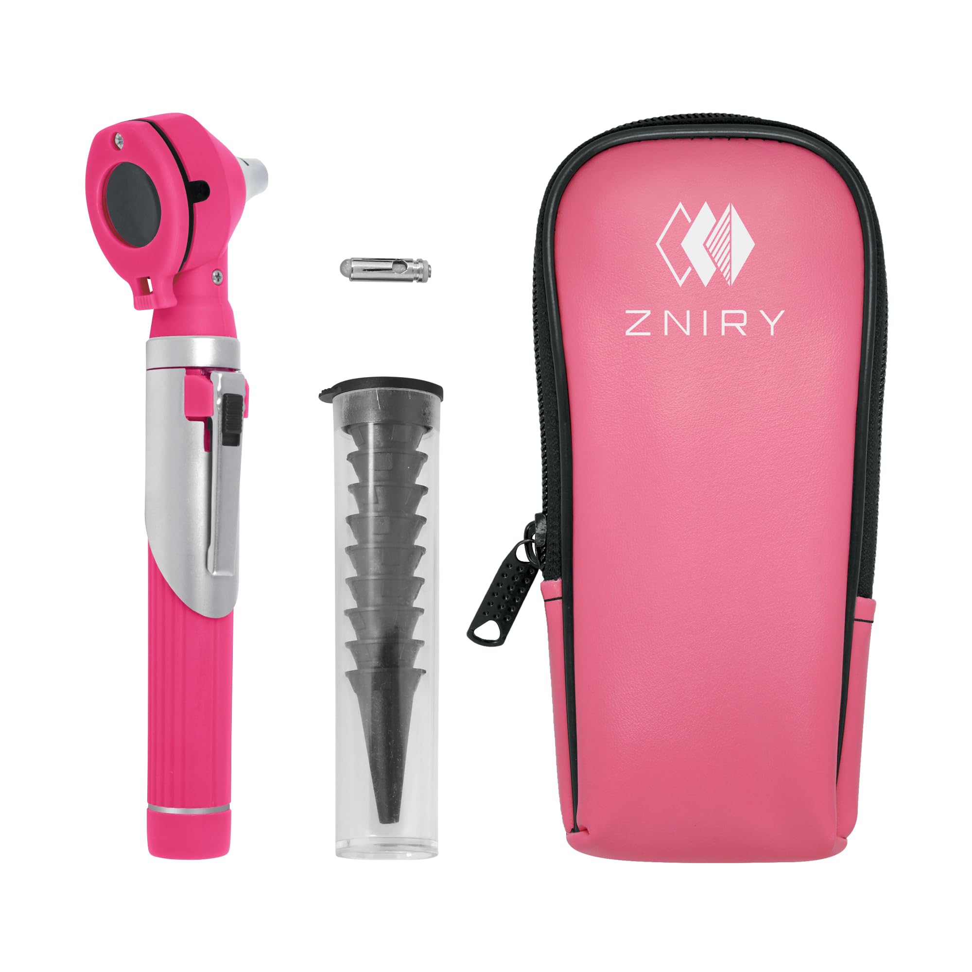 Zniry Fiber Optic Mini Otoscope - Ear Scope with Light, Ear Infection Detector (Pink Color) Reguler