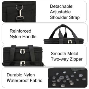 MAPLELILY Lunch Box for Men Women - Double Deck Insulated Lunch Bag, Large Leak Proof Tote Cooler, Wide Open Dual Compartment Lunch Bags with Shoulder Strap, For Work Picnic Hiking Beach, Black