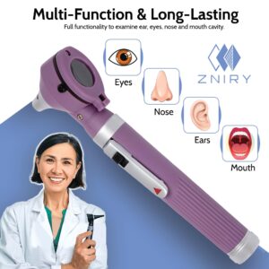 Zniry Fiber Optic Mini Otoscope - Ear Scope with Light, Ear Infection Detector (Purple Color)