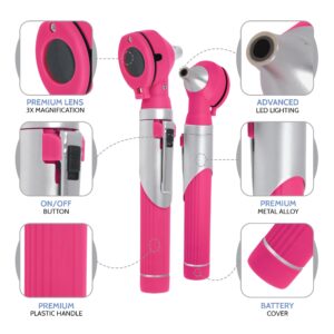 Zniry Fiber Optic Mini Otoscope - Ear Scope with Light, Ear Infection Detector (Pink Color) Reguler