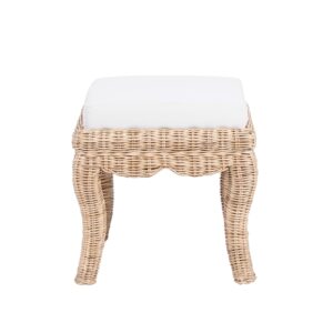 JONATHAN Y VSL1000A Rowan 19.7" Bohemian Designer Woven Rattan/Wood Vanity Stool, White Cushion with Natural Frame, for Living Room, Bedroom, Entryway, Foyer