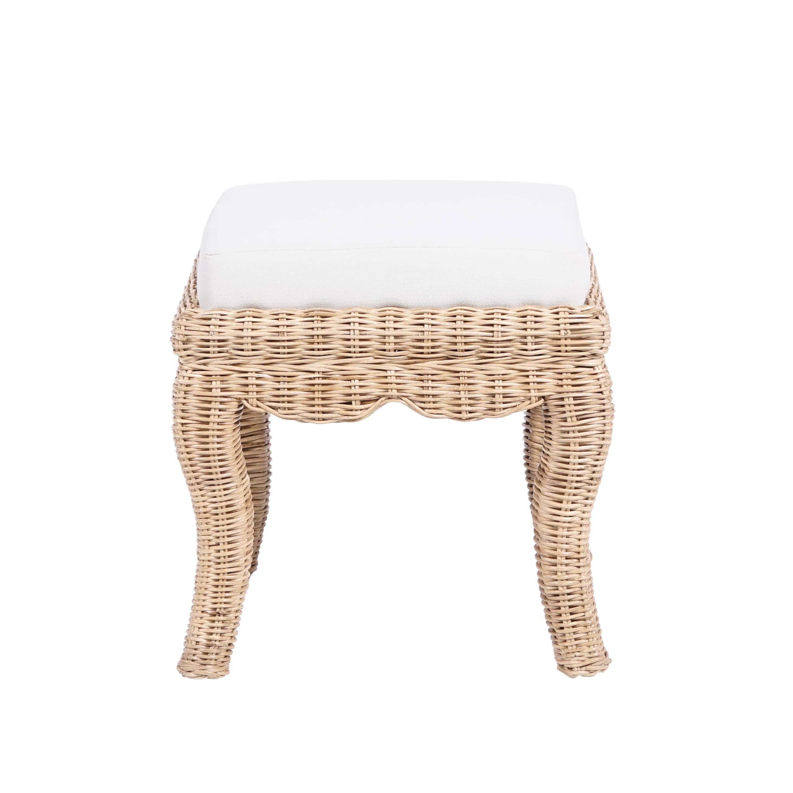 JONATHAN Y VSL1000A Rowan 19.7" Bohemian Designer Woven Rattan/Wood Vanity Stool, White Cushion with Natural Frame, for Living Room, Bedroom, Entryway, Foyer