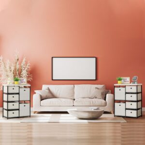 MOOACE 6 Drawers Storage Organizer, Fabric Cube Storage Organizer, Cube Storage Shelf, Small Chest of Drawers for Living Room Hallway Entryway, Beige