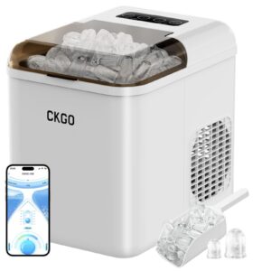 smart ice maker countertop, compact wi-fi ice machine with app control, 33 lbs per day 9 cubes in 6 mins 2 sizes bullet ice makers self-cleaning ideal for home kitchen camping rv