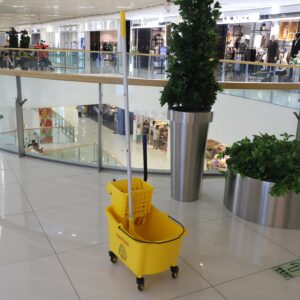 Midoneat Commercial Mop Bucket with Side Press Wringer on Wheels, 35Qt,Yellow Including One Commercial Mop