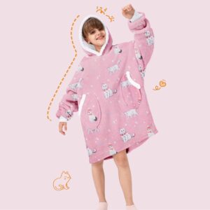 American Trends Wearable Blanket for Kids Gifts Blanket Hoodie for Kids Cozy Warm Oversized Blanket Sweatshirt Gift for Girls and Boys Persian cat