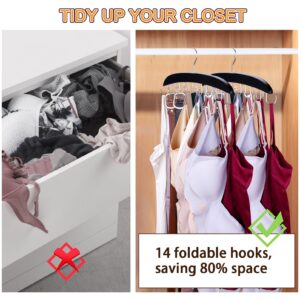 1PC Bra-Hanger-Space-Saving for Closet, Tank-Top-Hanger Stackable with 360°Rotating Hook,Closet-Organizer and Storage Hold Up 14 Bras-Camisoles-Ties-Swimsuits-Strappy-Dress