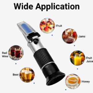 Honey Refractometer 0 to 20% Sugar Test Range with Automatic Temperature Compensation for Most Liquid Sugar Tests