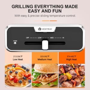 Ventray Electric Skillet with Lid Indoor Electric Grill, Nonstick Cooking Surface for Frying, Sauteing, Simmering and Braising, Adjustable Temp Portable Korean BBQ Grill with Removable Griddle Plate