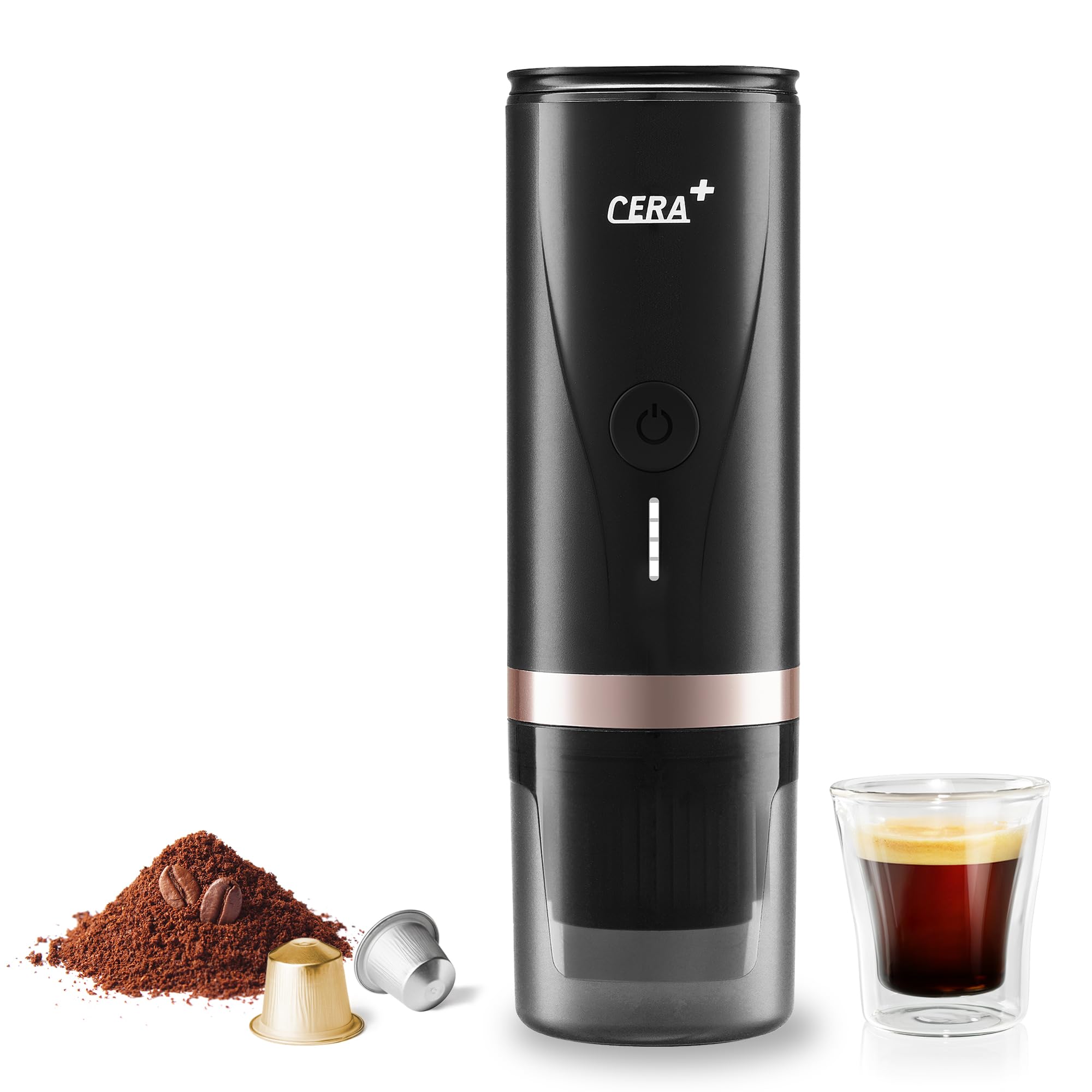 CERA+ Portable Electric Espresso Machine, Self-Heating Coffee Maker, 20 Bar Pressure Compatible with NS Pods & Ground Coffee for Travel, Camping, Office, Home(Black) today