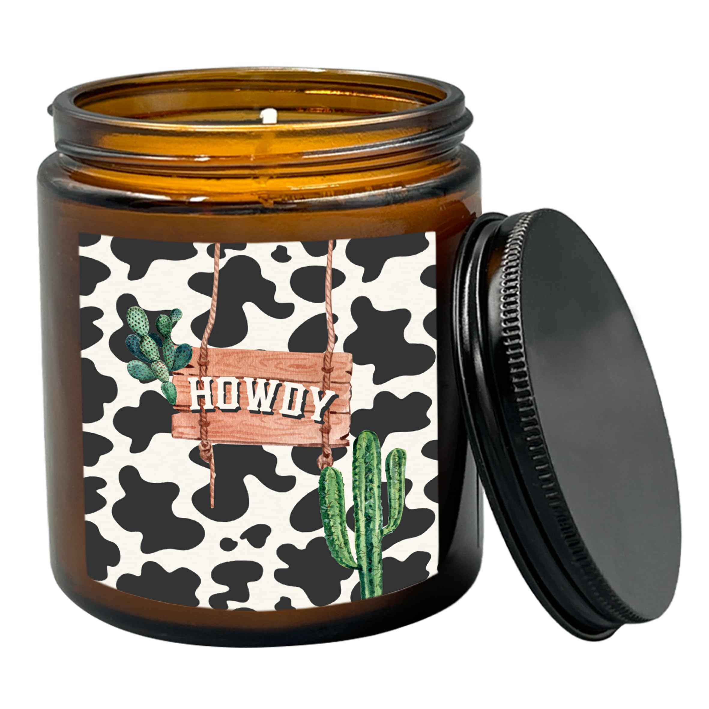 HIWX Lavender Scented Candle, Howdy Western Candle, 8oz Jar, Soy Wax, Smokeless, Long-time Burning, Indoor Use, Cowgirls Gifts, Unisex